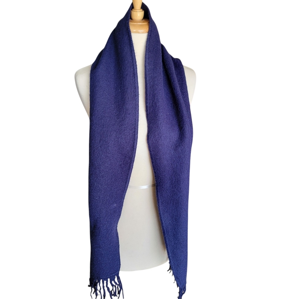 Runa Andino 100% Alpaca Neck Scarf Unisex Blue Fringe 68” Long Classic